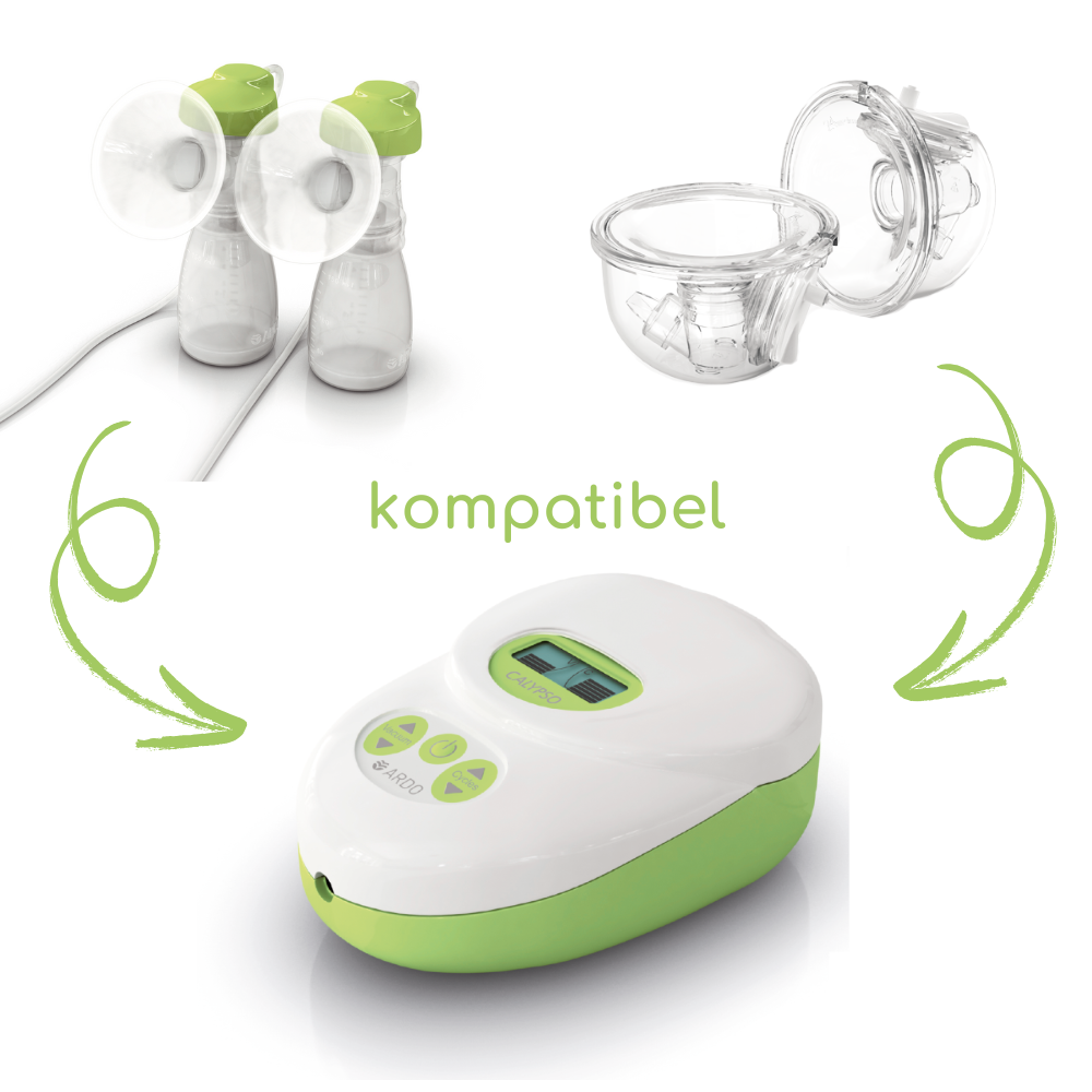 Produktabbildung Ardo Calypso mit Hinweis auf  Kompatibilität mit Hands-Free Pumpsets