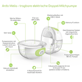 Ardo Melia elektrische Milchpumpe freihändig Infografik