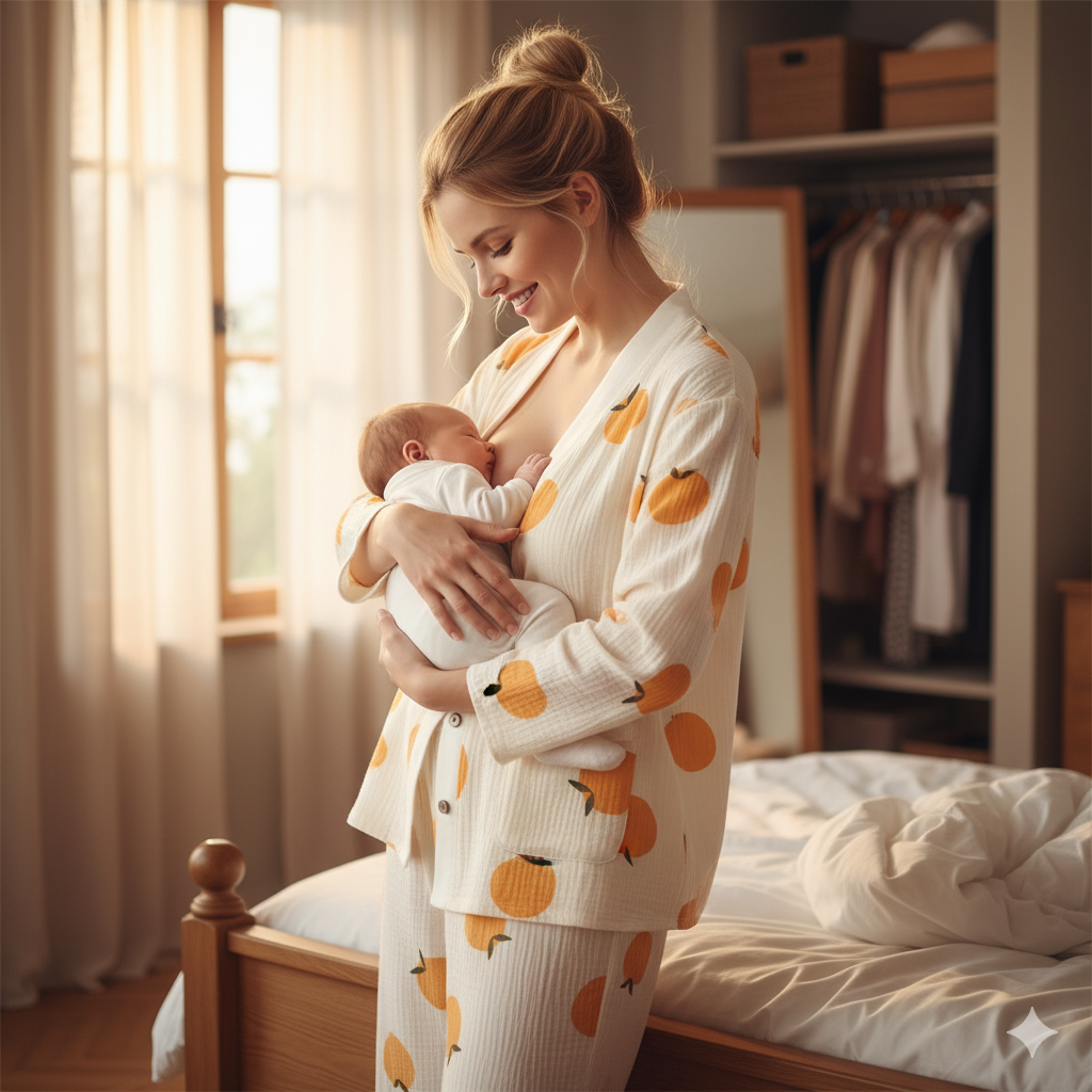 Still-Pyjama aus Baumwolle – Komfort & Stil für stillende Mütter
